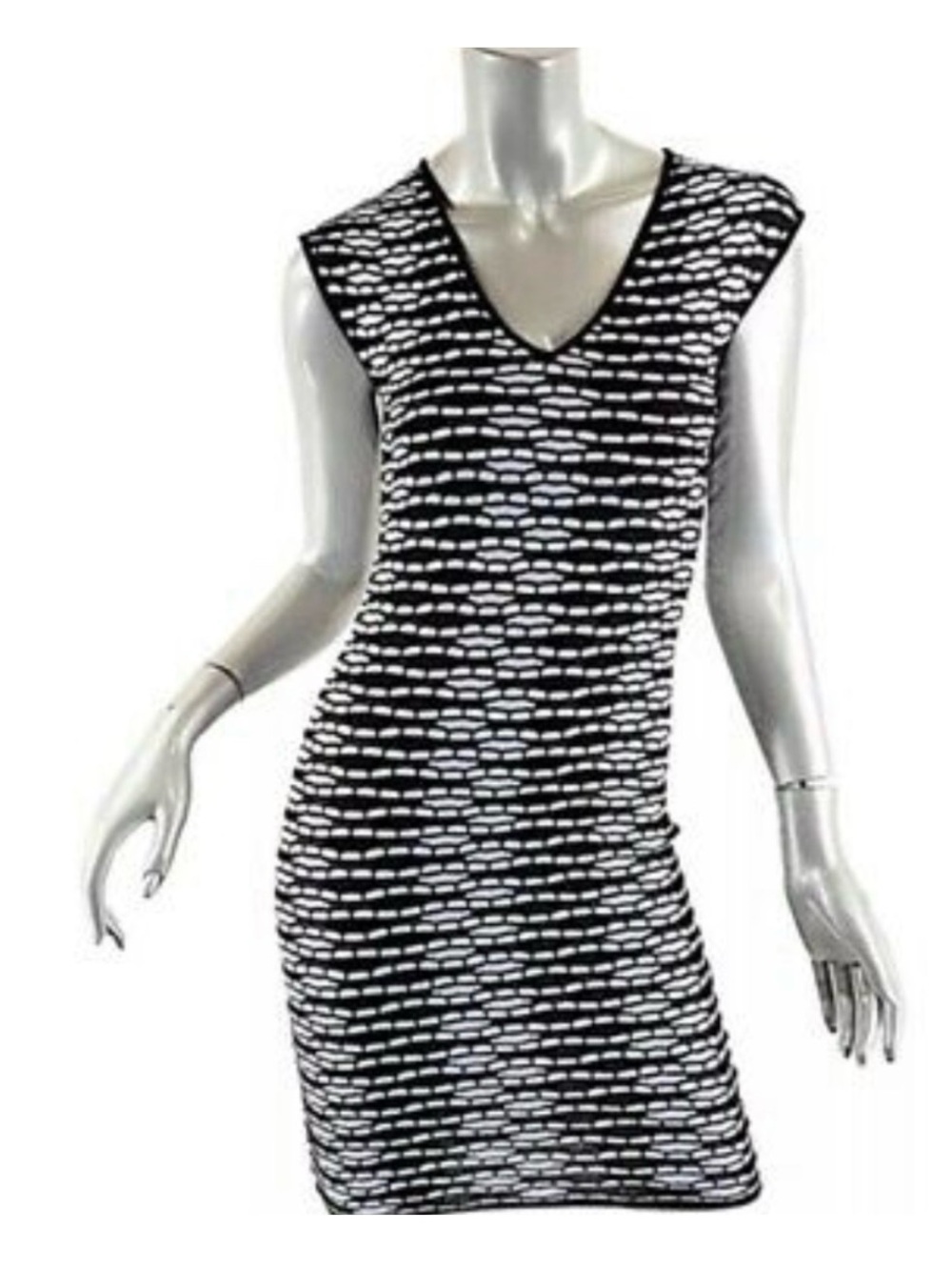 Missoni Black & White V-Neck Patterned Midi Dress stretch BNWT XS